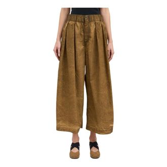 Uma Wang Cropped Trousers, female, Beige, Size: S Pantalone Poetic in Cotone