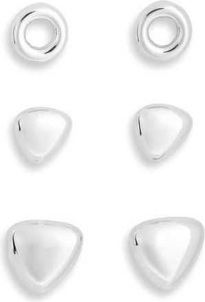 Leith Set of 3 Assorted Geometric Stud Earrings in Silver at Nordstrom Rack