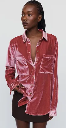 Pilcro Hadley Velvet Relaxed Buttondown Shirt