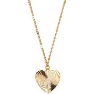 Madewell Engine Turned Heart Pendant Necklace in Antique Gold at Nordstrom