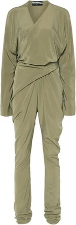 Cortana Tied Waist V-Neck Draped Jumpsuit - Dames - Jumpsuits - Groen - M - Jumpsuits & Playsuits