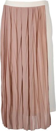 Semicouture Rokken, Dames, Roze, S, Zijden Midi Rok met Rits