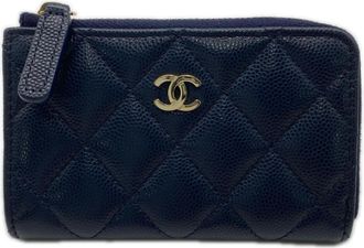 Chanel Matelasse Navy Grained Calfskin Coin Purse/Coin Case (Pre-Owned)