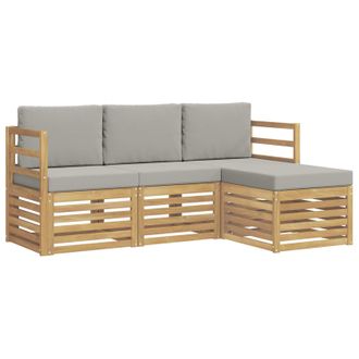vidaXL Conjunto De Sof&aacute;s De Exterior 4 Pcs Blanco Y Gris Claro Vidaxl