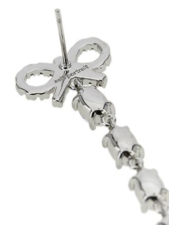Self Portrait Bow Pearl Droplet Earrings - White
