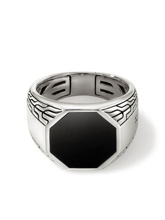 John Hardy Zegelring met onyx - Zilver