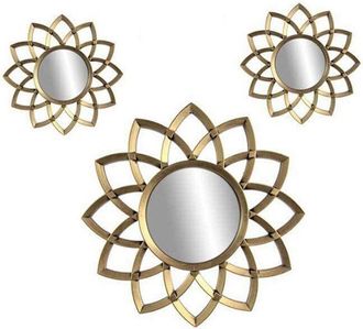 Trade Shop Trade Shop - Set 3 Specchi Parete Decorativi Oro Anticato Libera Installazione 25-35cm 836916