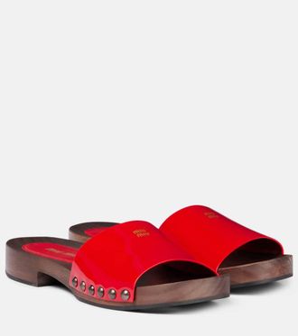 Miu Miu Logo patent leather clogs
