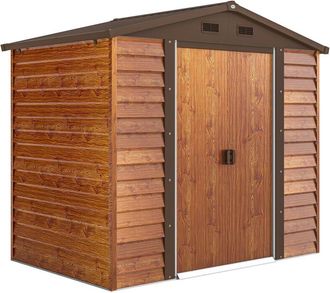 OUTSUNNY Caseta De Jard&iacute;n Exterior 3 M&sup2; 235,7x152x208,7 Cm Con 2 Puertas Corredizas Y 4 Ventanas Para Almacenamiento De Herramientas Madera Natural - Outsunny