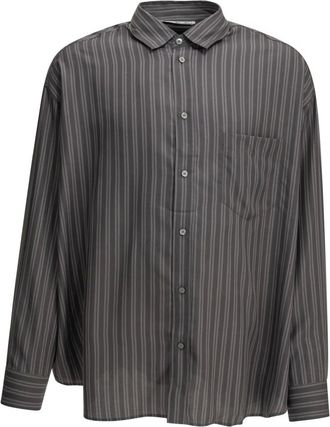 Acne Studios Lyocell overhemd met verticale strepen - Heren - Overhemden - Grijs - Maat: 4XL Zijde