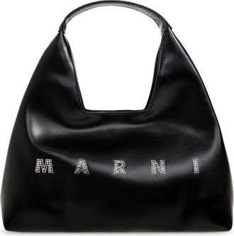 Marni Tassen, unisex, Zwart, ONE Size, Polyester, Crystal-embellished Logo Tote Bag