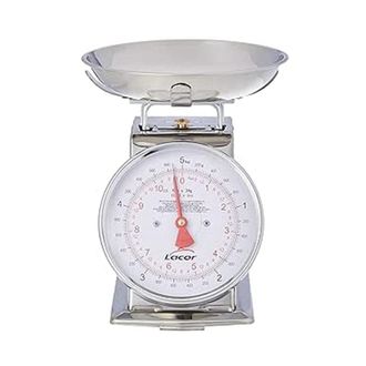 Lacor B&aacute;scula De Cocina De Acero Inoxidable 10 Kg, Incluye Recipiente De Pesaje De Acero Inoxidable, 10x21x10 Cm