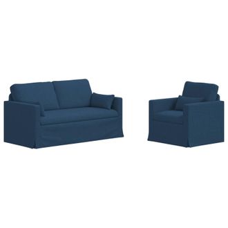 vidaXL Juego De Sof&aacute; 2 Uds. Azul Tela Vidaxl