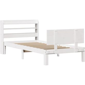 vidaXL Bed Frame with Headboard without Mattress White 100x200 cm Vidaxl
