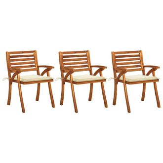 vidaXL Sillas De Comedor Jard&iacute;n Con Cojines 3 Uds Madera Maciza Acacia Vidaxl