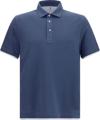 Brunello Cucinelli Blue Cotton Polo Mens Shirt