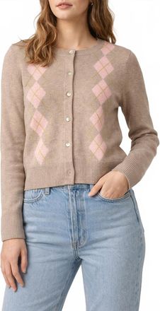 Design History Argyle Cardigan In Sparrow Combo