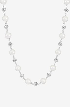 Dower & Hall Nugget & White Freshwater Pearl Necklace in Sterling Silver at Nordstrom, Size 18