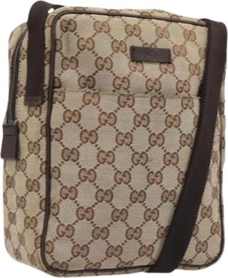 Gucci Pre-owned Vintage GG Canvas Schoudertas - Dames - Vintage Schoudertas - Beige - ONE Size - Leer - Vintage