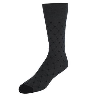 Trafalgar Store Ciel Diamon Patterned Mid-Calf Merino Wool Socks in Charcoal And Black at Nordstrom