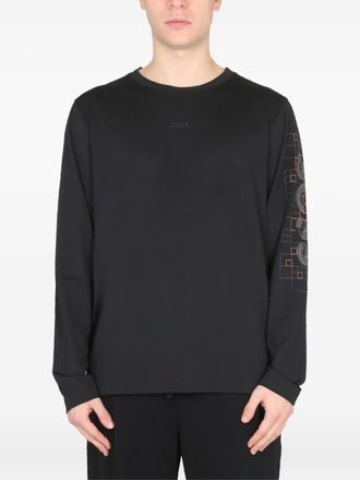 BOSS logo-print long-sleeve T-shirt - men - Polyester/Cotton - M - Black