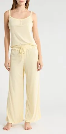 Jaclyn Henley Camisole & Flare Leg Pants Pajamas in Solid Anise Flower at Nordstrom Rack, Size X-Large