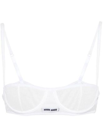 Miu Miu Reggiseno denim a coste - Bianco
