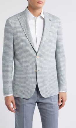 Jack Victor Hampton Houndstooth Knit Linen Sport Coat in Light Blue at Nordstrom Rack, Size 36 Regular