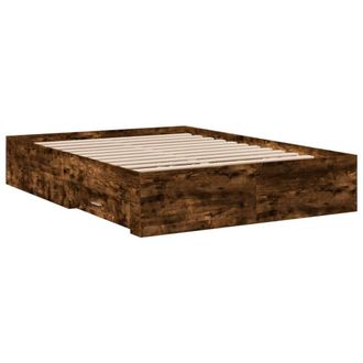 Berkfield Home Modern Bed Frame w/Drawers Frame Smoked Oak 120x190 cm Small Double in Brown
