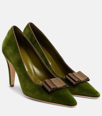 Manolo Blahnik Readorhi bow-detail velvet pumps