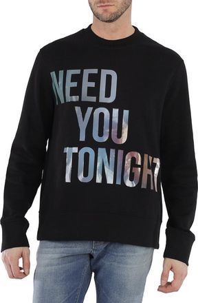 Roberto Cavalli Mens Black Need You Tonight Classic Fit Sweatshirt, Size X-Small