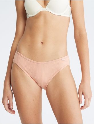 Calvin Klein Womens Ribbed Bikini - Pink - XS