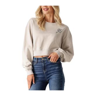 Calvin Klein Script Institutional Crewneck Sweater - Dames - Sweatshirts - Beige - XL - Katoen - Hoodies & sweatvesten