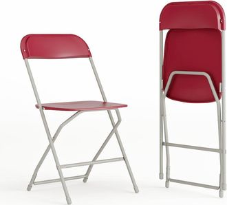 Flash Furniture Set of 2 Commercial Grade Red Plastic Folding Chairs