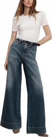Veronica Beard Freddy Wide-Leg Cargo Jean In Ripple Haze