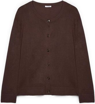 Fiorella Rubino Cardigan de Viscosa Fina - Knitwear - Mujer - Marr&oacute;n - 2XL