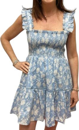 Debbie Katz Elinora Foil Mini Dress In Blue