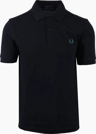 Fred Perry Mens FRED PERRY SHIRT NAVY/SPORT GREEN - Black - Size: 38