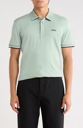 BOSS Paddy Lux Heritage Cotton Knit Polo in Open Green at Nordstrom Rack, Size X-Large