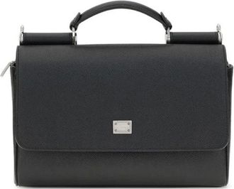 Dolce & Gabbana Tassen, Heren, Zwart, ONE Size, Leer, Elegante Leren Handtas met Bovenhandvat