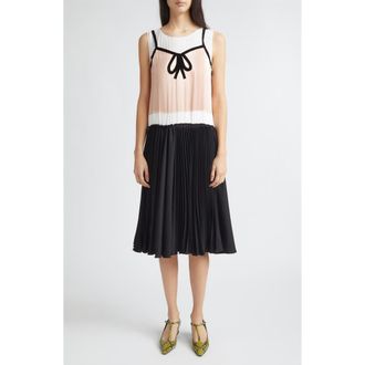 Marni Trompe dOeil Satin Midi Dress in 00N99Black at Nordstrom, Size 6 Us