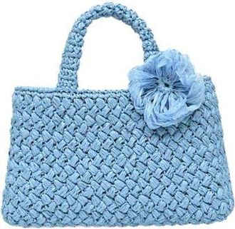 Carmen Sol Positano Raffia in Baby Blue at Nordstrom, Size Small