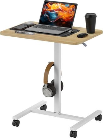 HOMCOM Homcom - Standing Desk Mobile Overbed Table w/ Wheels for Home Office Natural
