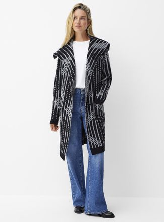 Contemporaine Womens Patch pockets long open Cardigan Sweater