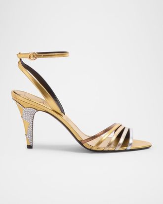 Valentino Garavani Ladycrush Colorblock Metallic Ankle-Strap Sandals