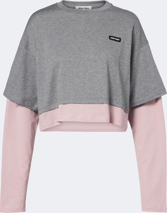Miu Miu Layered cotton jersey T-shirt