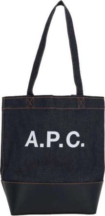 A.P.C. Blauwe denim tote bag met leren basis - Dames - Shoppers - Blauw - ONE Size - Denim - Tassen