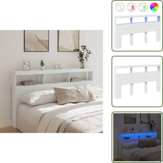 vidaXL Testiera con contenitore - vidaXL Testiera con Contenitore a LED Bianca 180x17x102 cm - Testiera da camera da letto