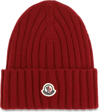 Moncler Womens Wool Beanie Red Merino Hat