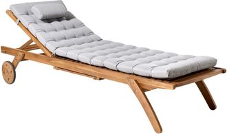 Beliani Tumbona con coj&iacute;n Madera de acacia Gris claro